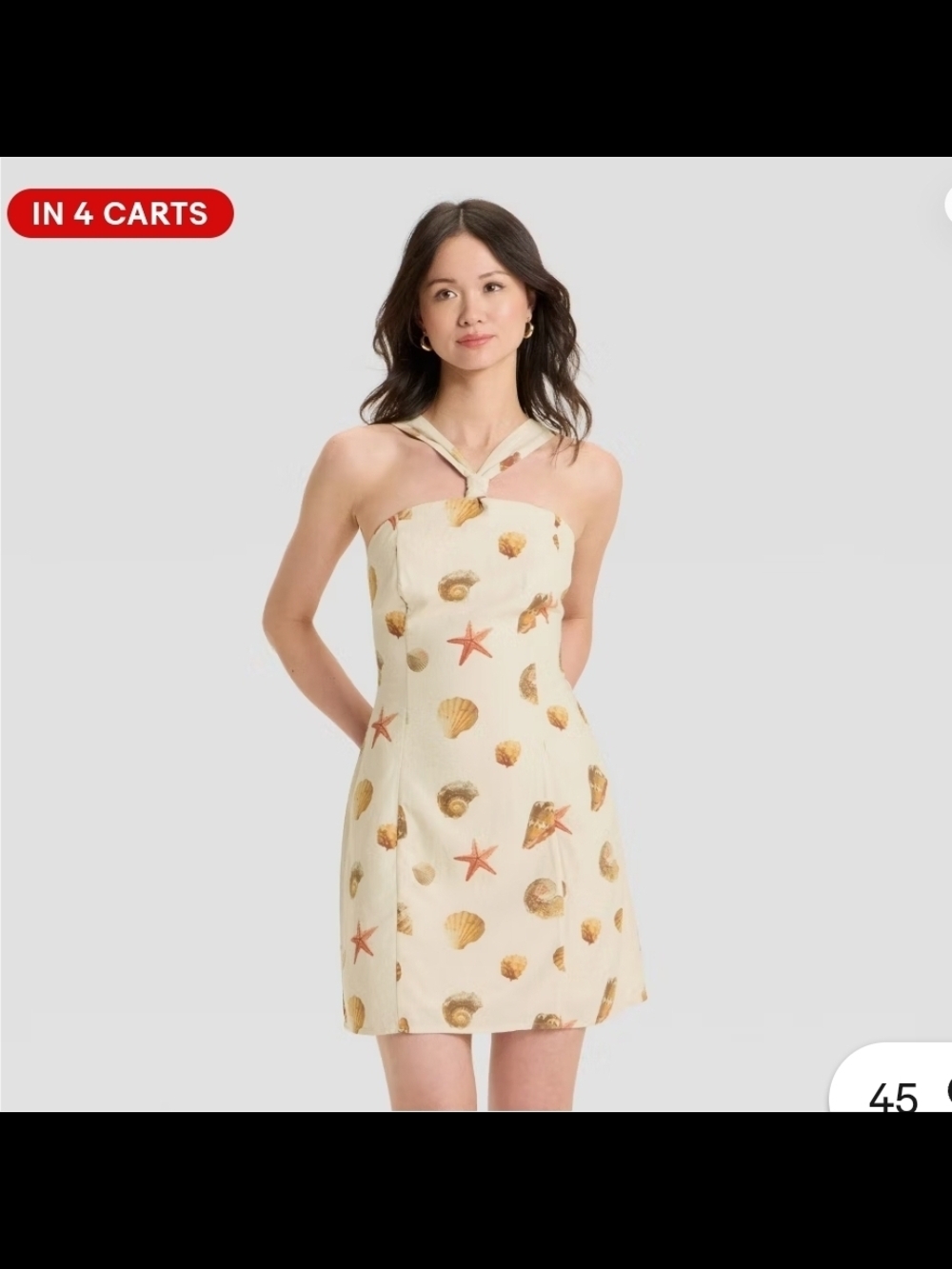 wild fable Cream Seashell Halter Mini Dress with Coral Accents